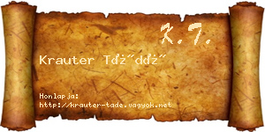 Krauter Tádé névjegykártya